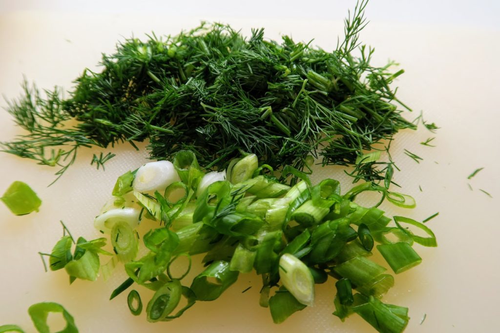 Chopped dill and green onions