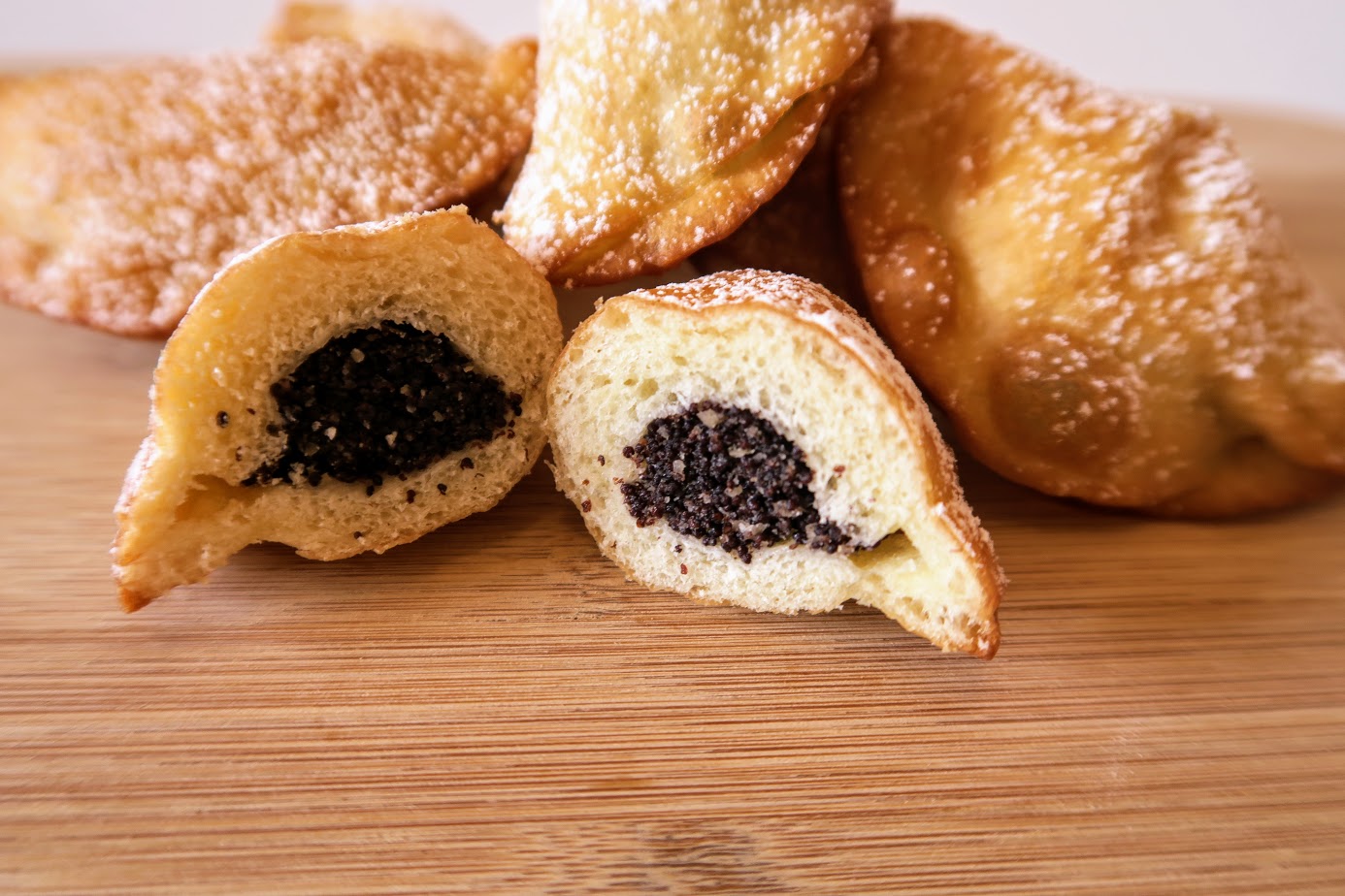 Pampushky Ukrainian Donuts with poppy seed and raisin filling