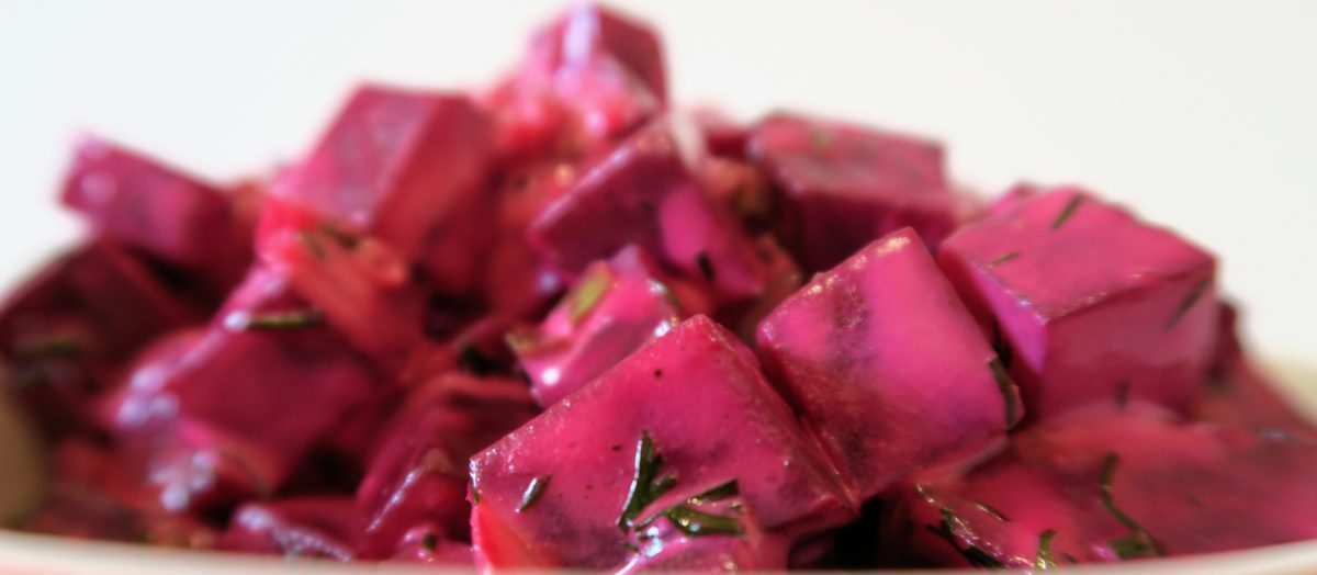 Instant Pot Creamy Beet Salad with dill and spring garlic