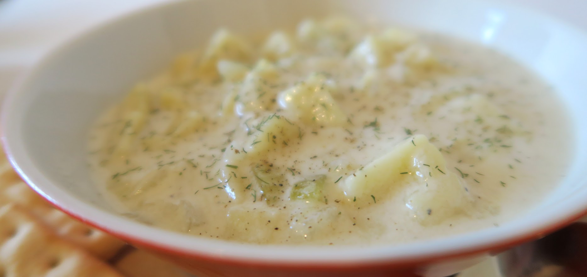 Ukrainian potato soup in a bowl