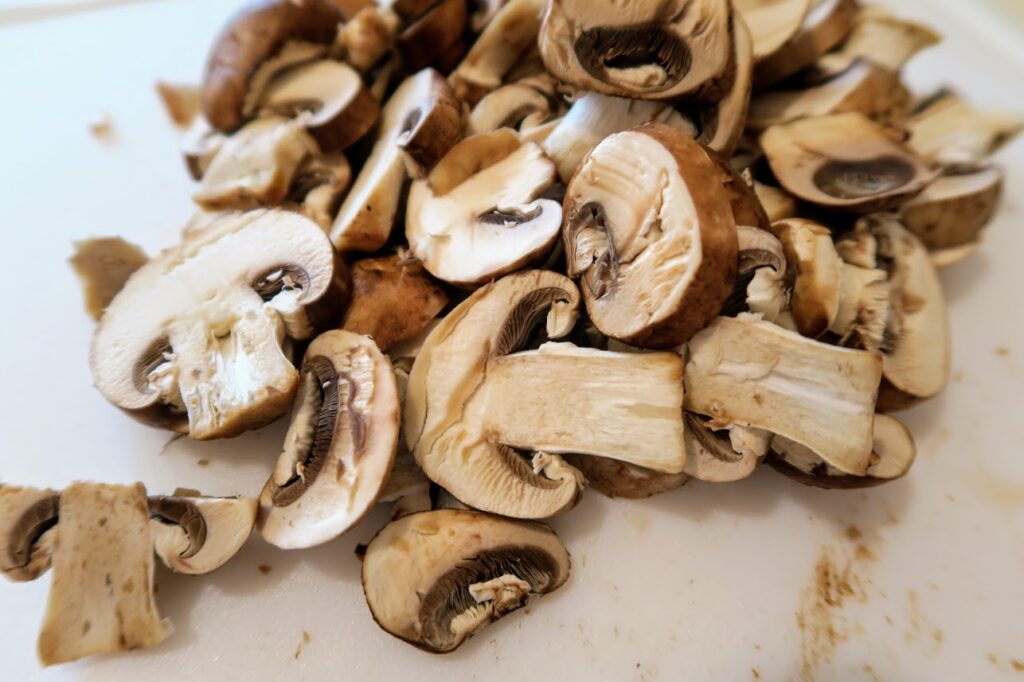 Sliced brown mushrooms